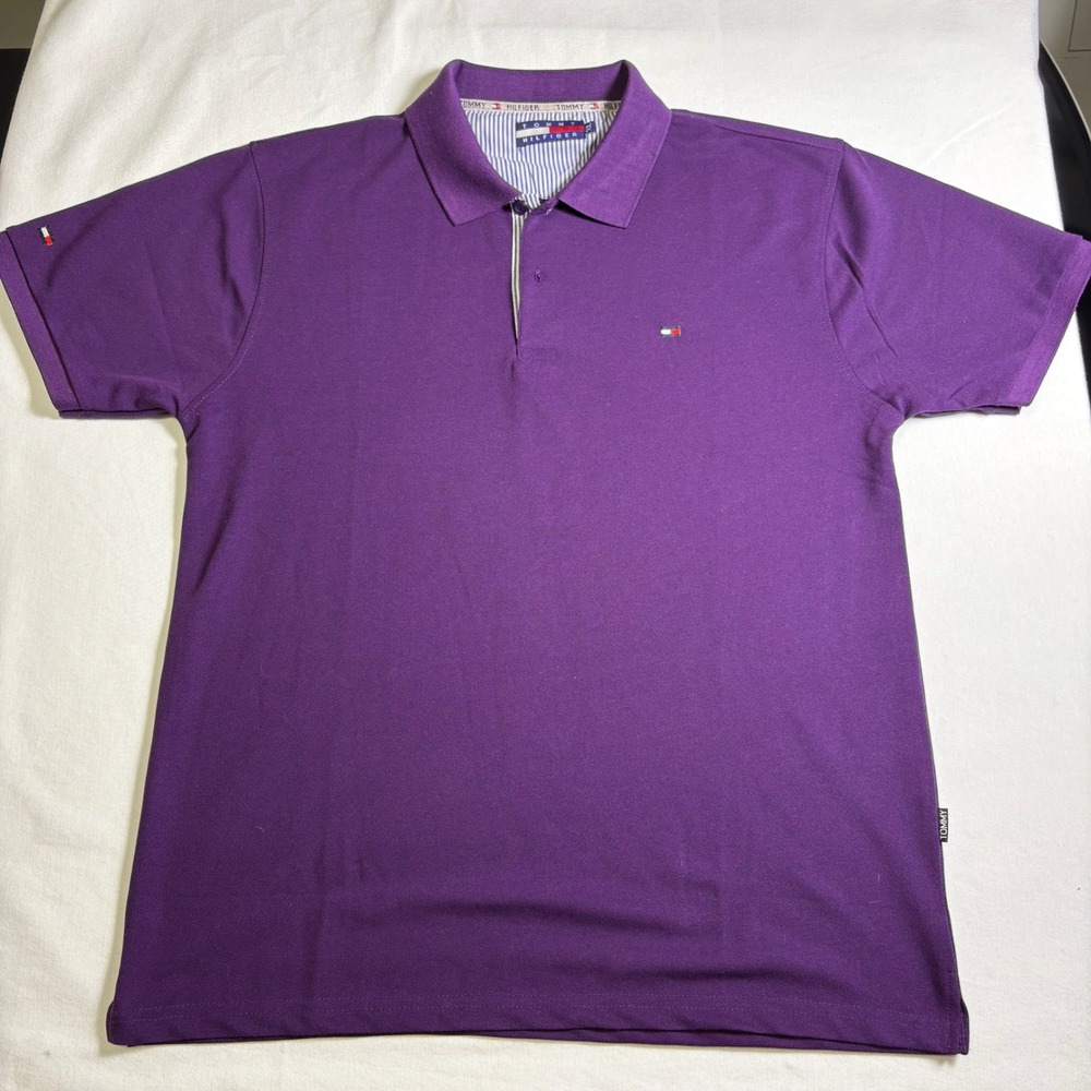 Tommy Hilfiger, Polo Shirt, XL, Purple, Triplet Relaxed Fit Cotton